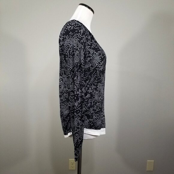 New Kenneth Cole Coquette Ruched Layered Tee Top M Womens Blouse - Picture 7 of 10